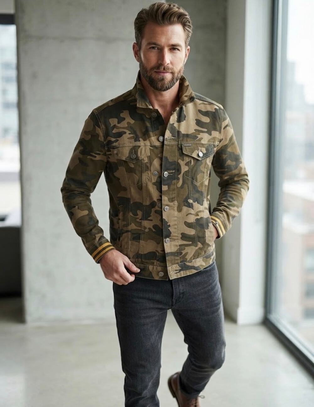 Denim & flower men’s camouflage jacket size M